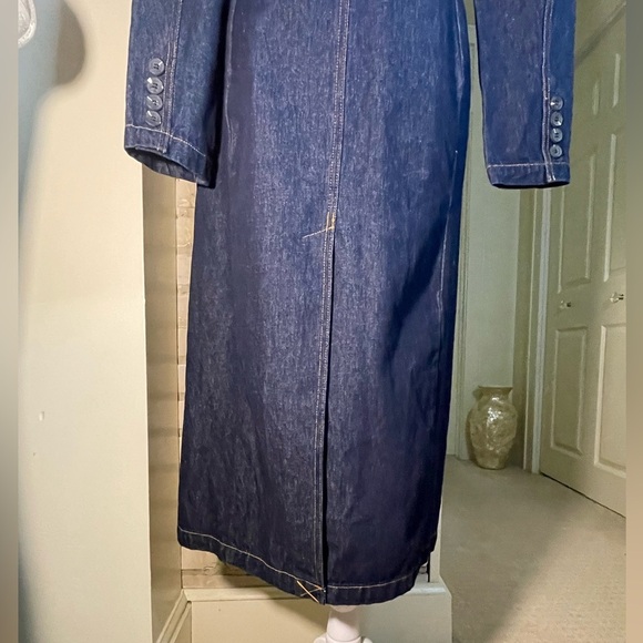 AVEC LES FILLES Tailored Double-Breasted Maxi, Denim Trench Coat, Sz. XS - Picture 10 of 16